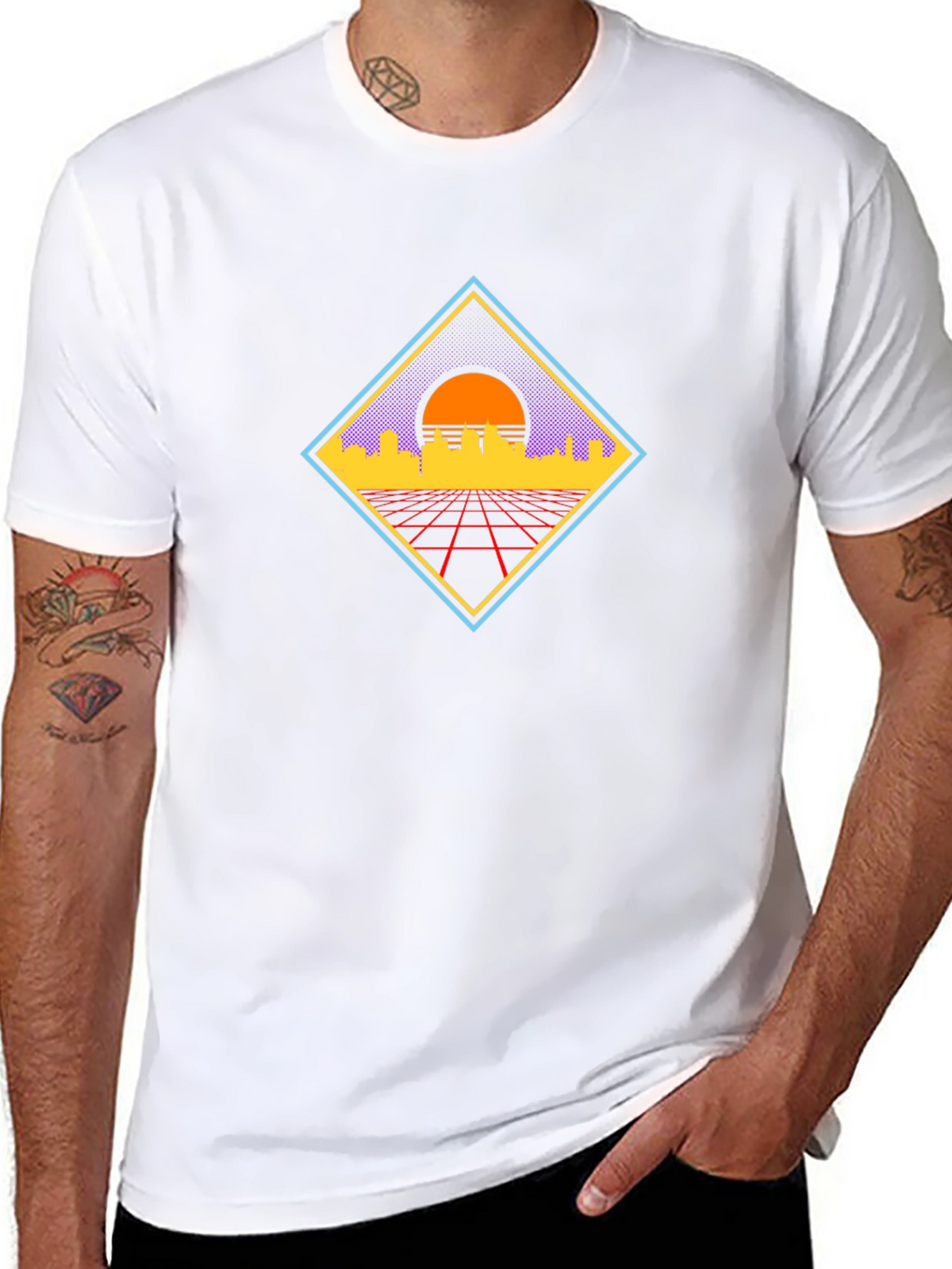 Retro Cityscape Graphic T-Shirt - Black