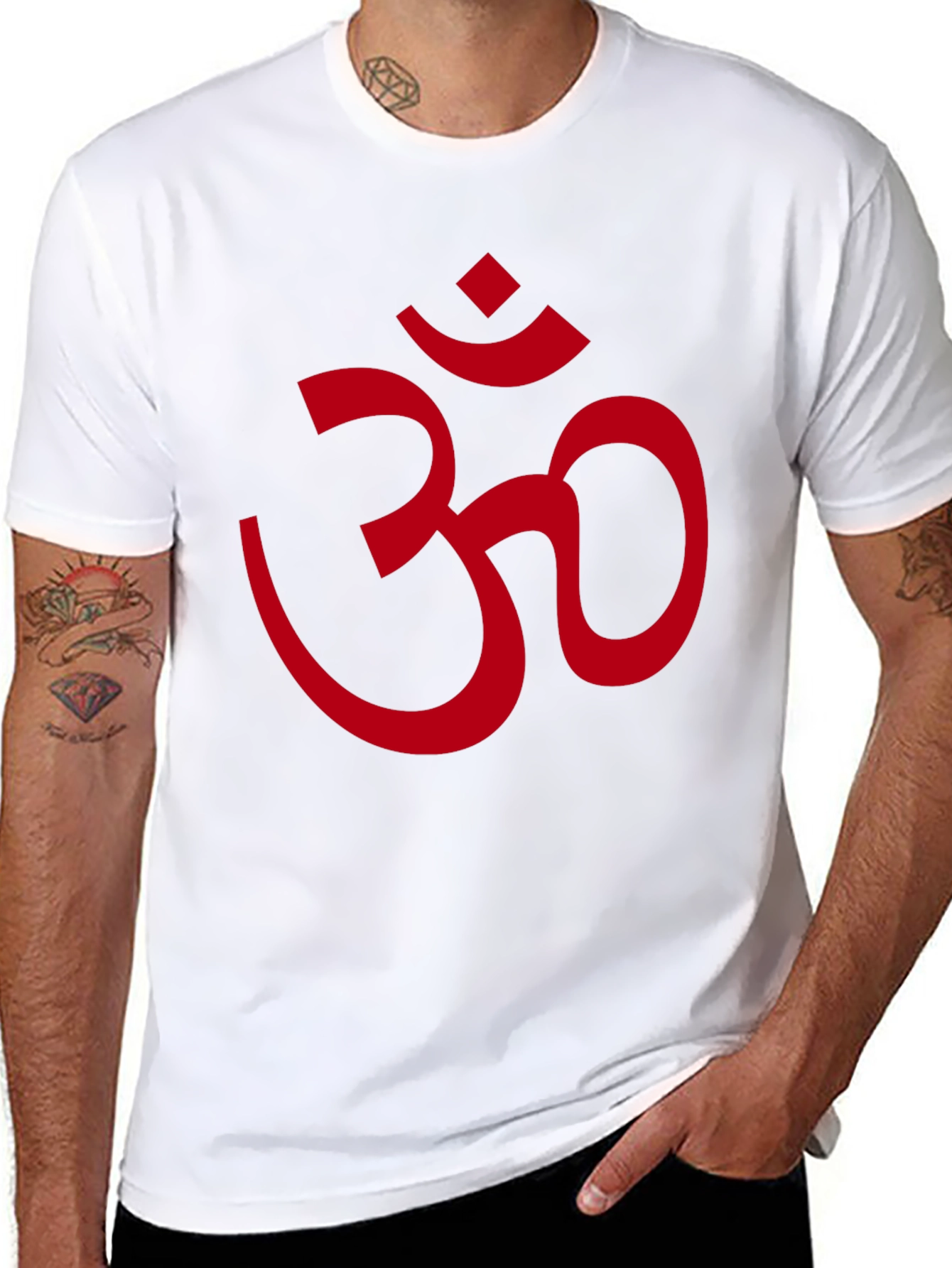 Red Om Symbol Black T-Shirt