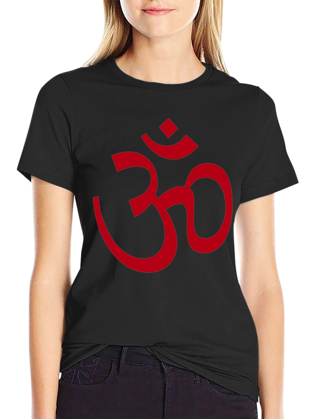 Red Om Symbol Black T-Shirt