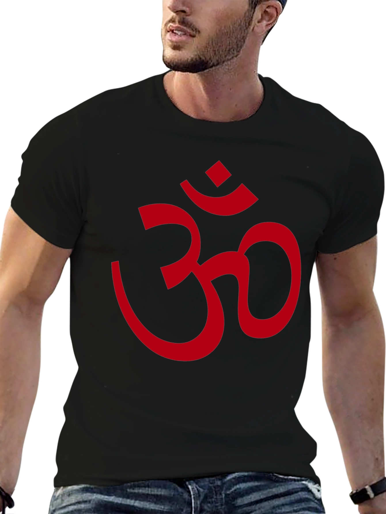 Red Om Symbol Black T-Shirt
