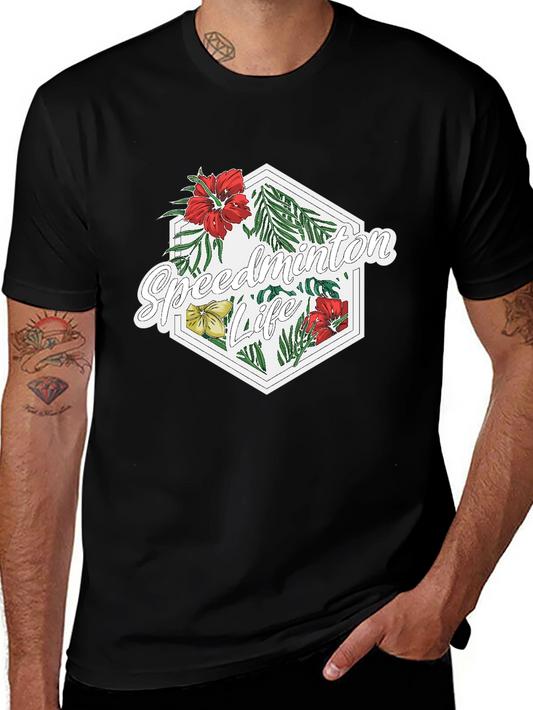 Speedminton Life Floral Black T-Shirt