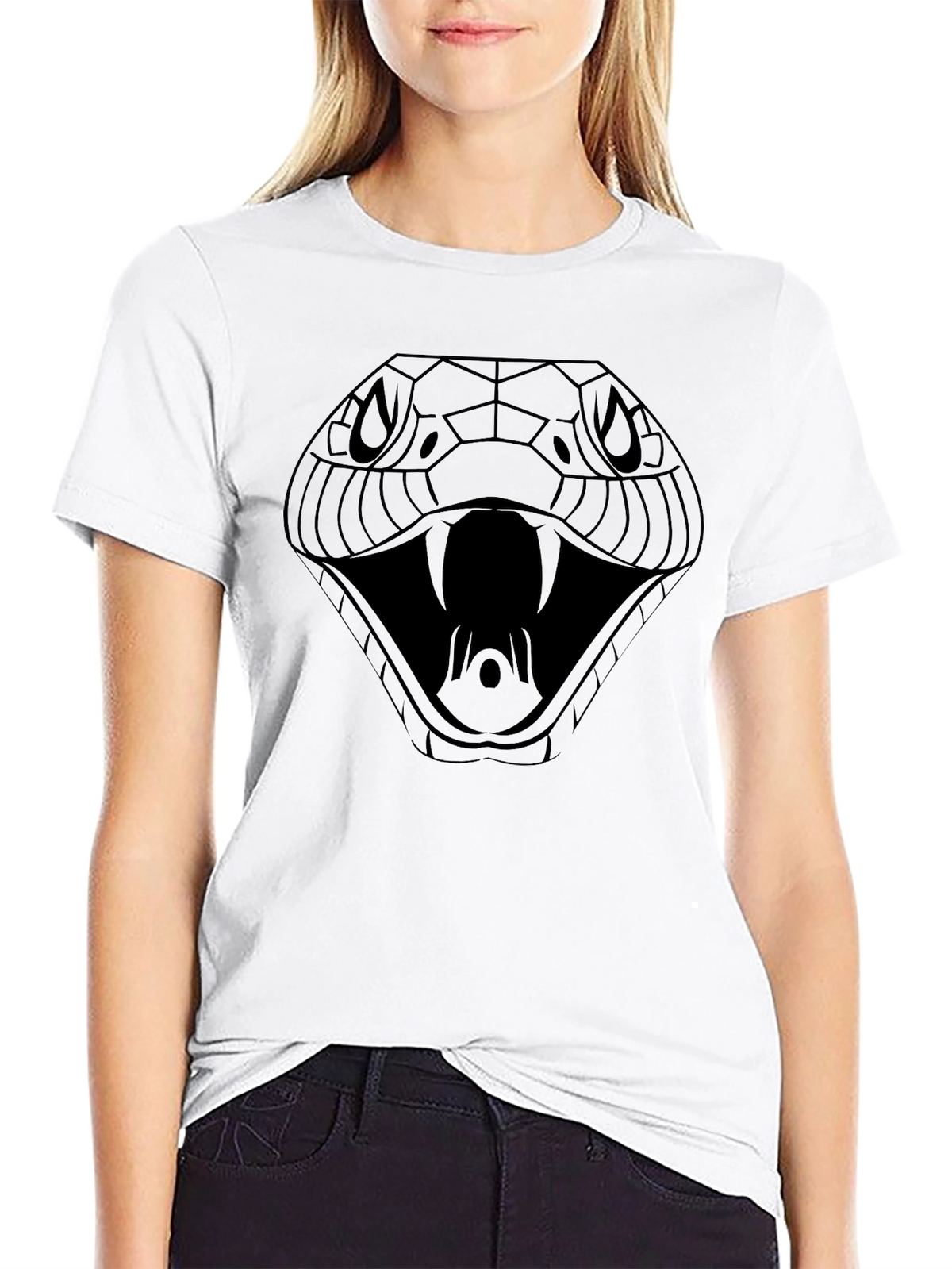 Mens Black Snake Graphic Tee - Cobra Design