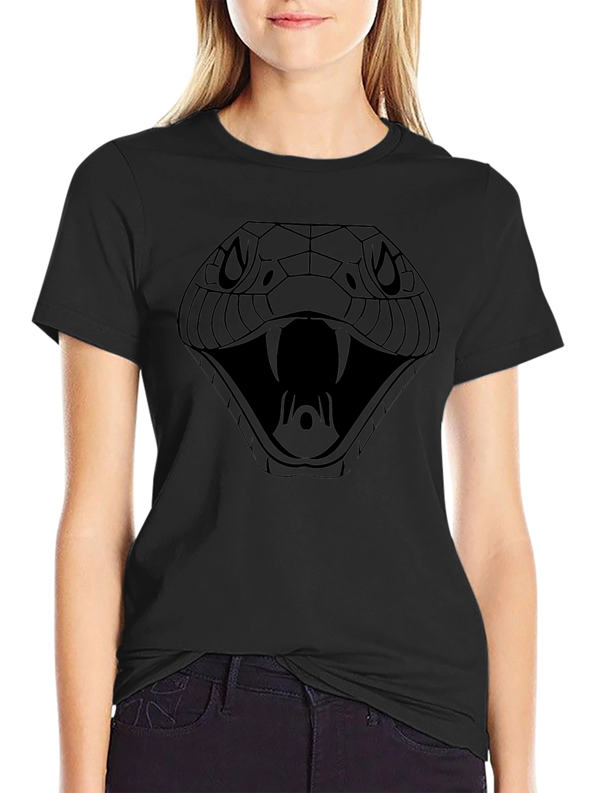 Mens Black Snake Graphic Tee - Cobra Design