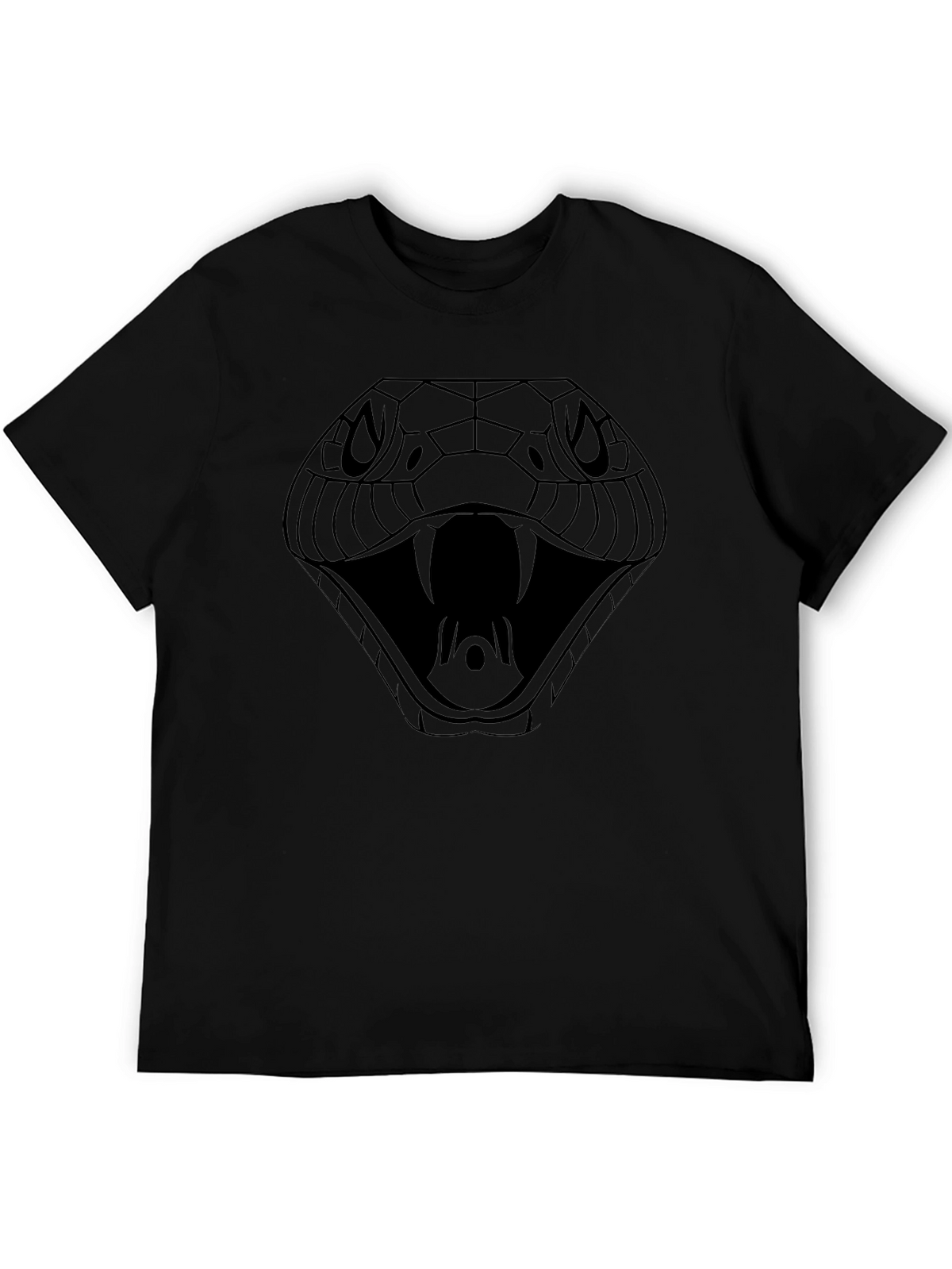 Mens Black Snake Graphic Tee - Cobra Design