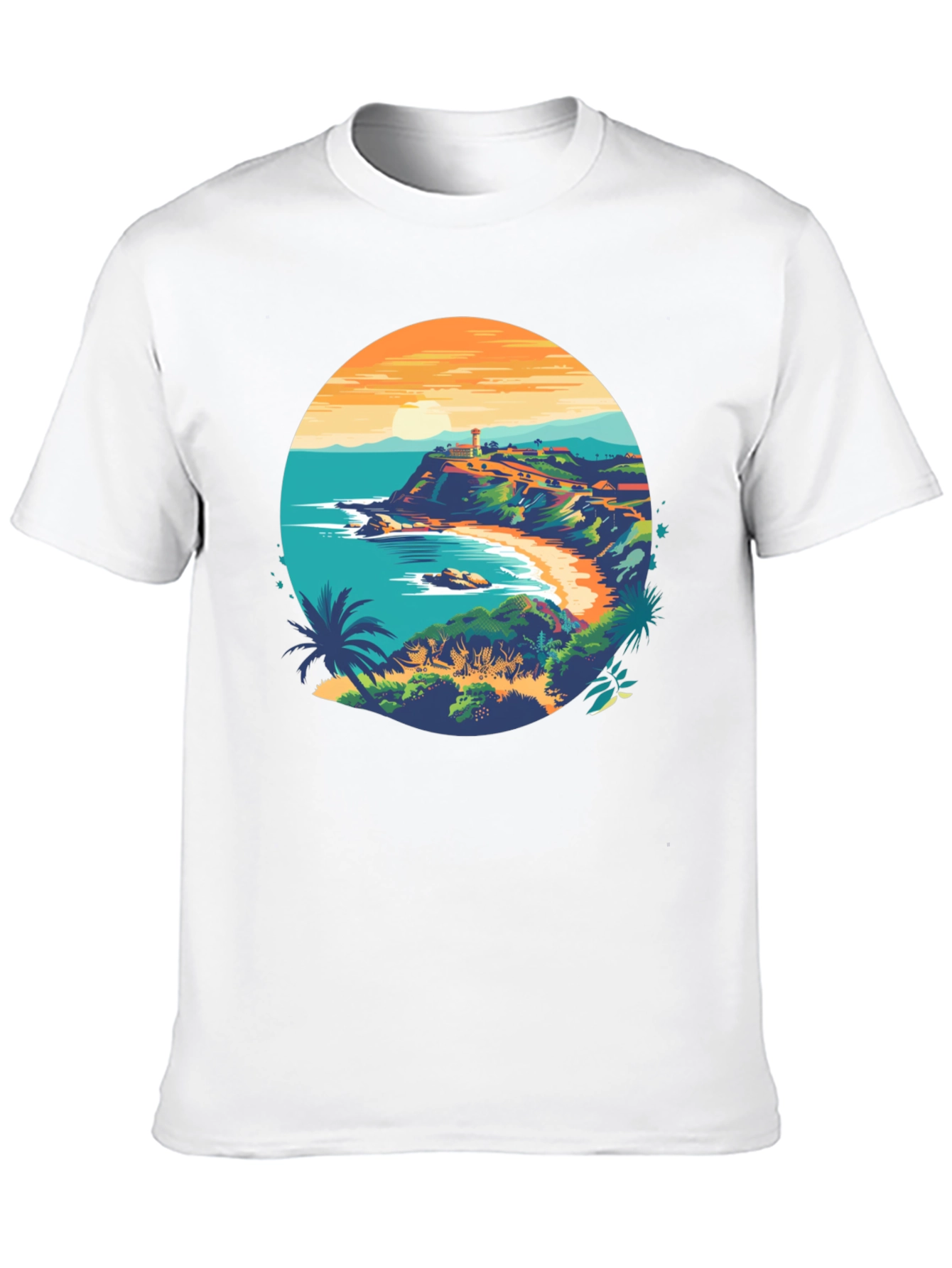 Coastal Lighthouse Graphic Black T-Shirt