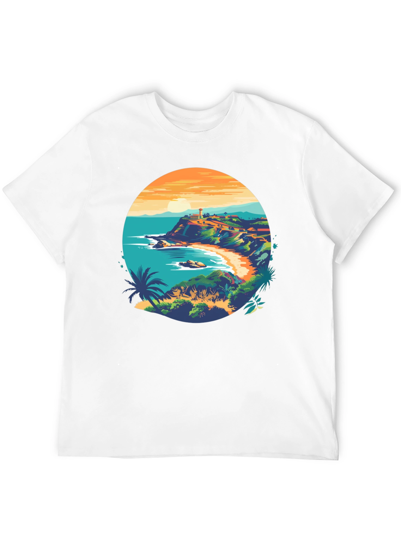 Coastal Lighthouse Graphic Black T-Shirt