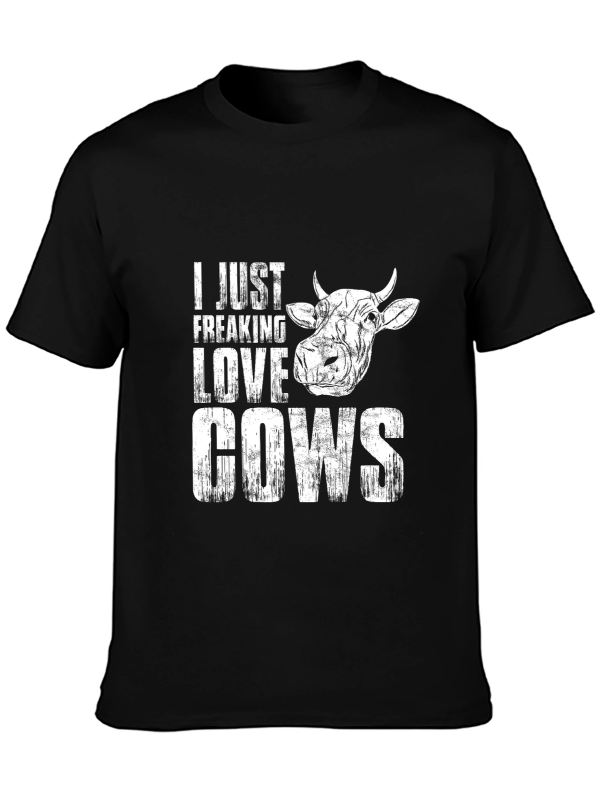 I Just Freaking Love Cows Graphic T-Shirt - Black