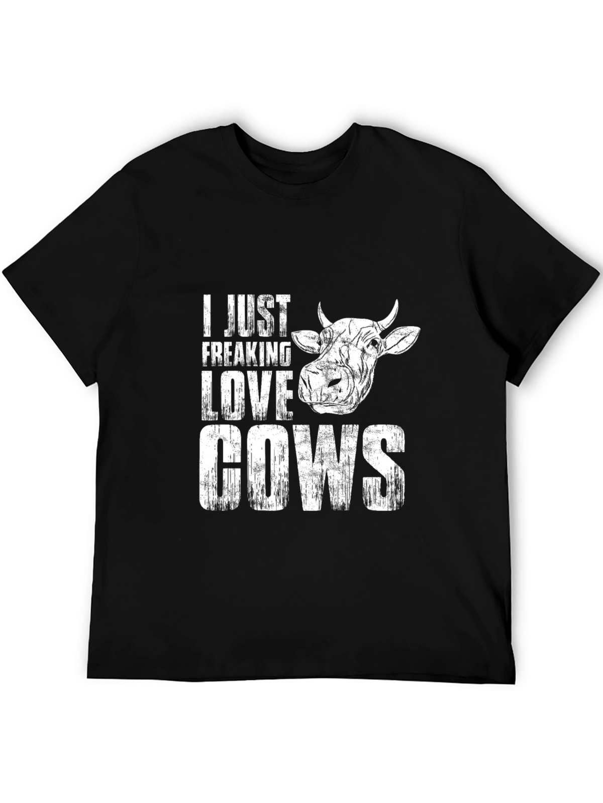 I Just Freaking Love Cows Graphic T-Shirt - Black