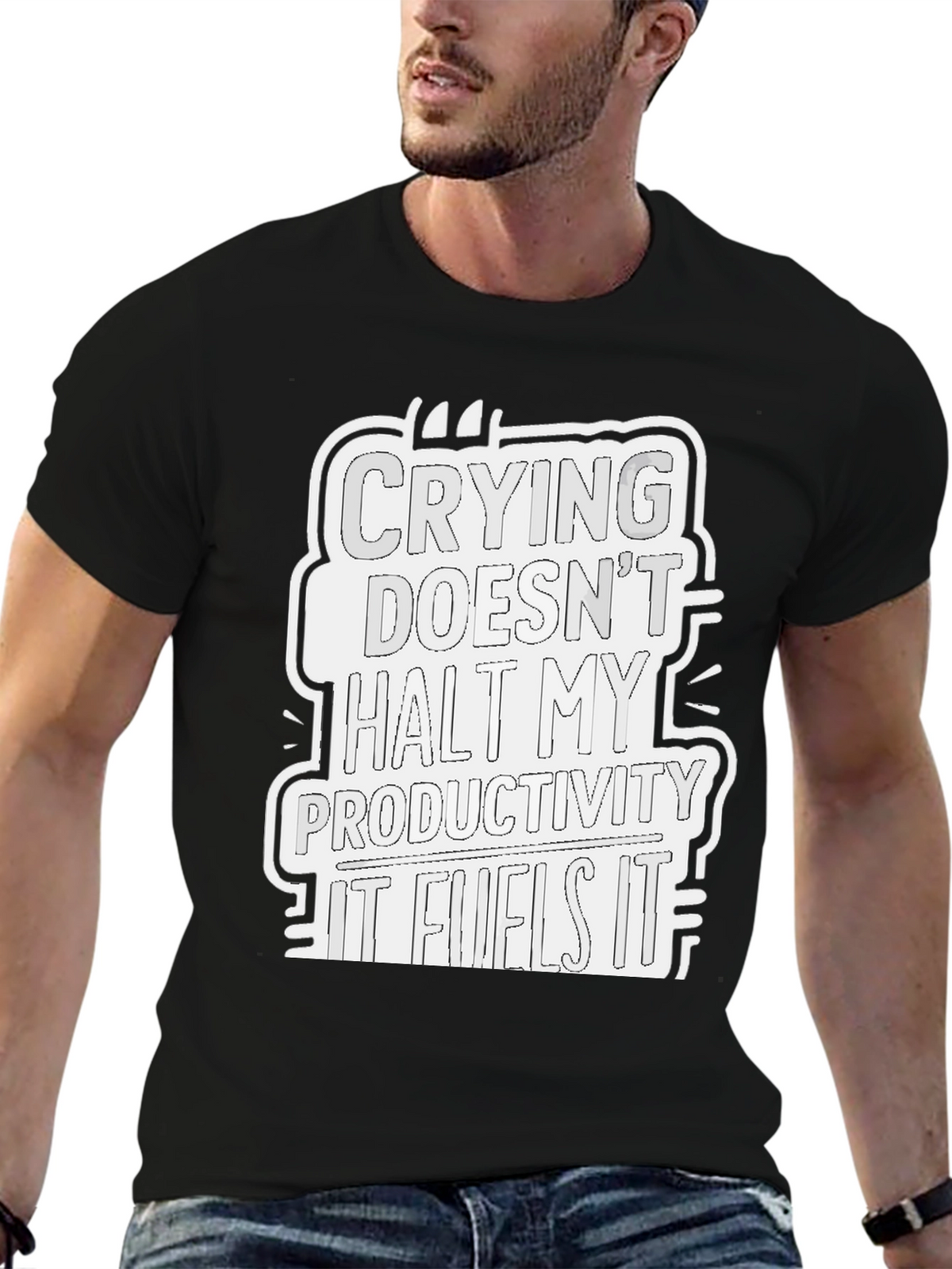 Crying Fuels Productivity Graphic Tee - Black