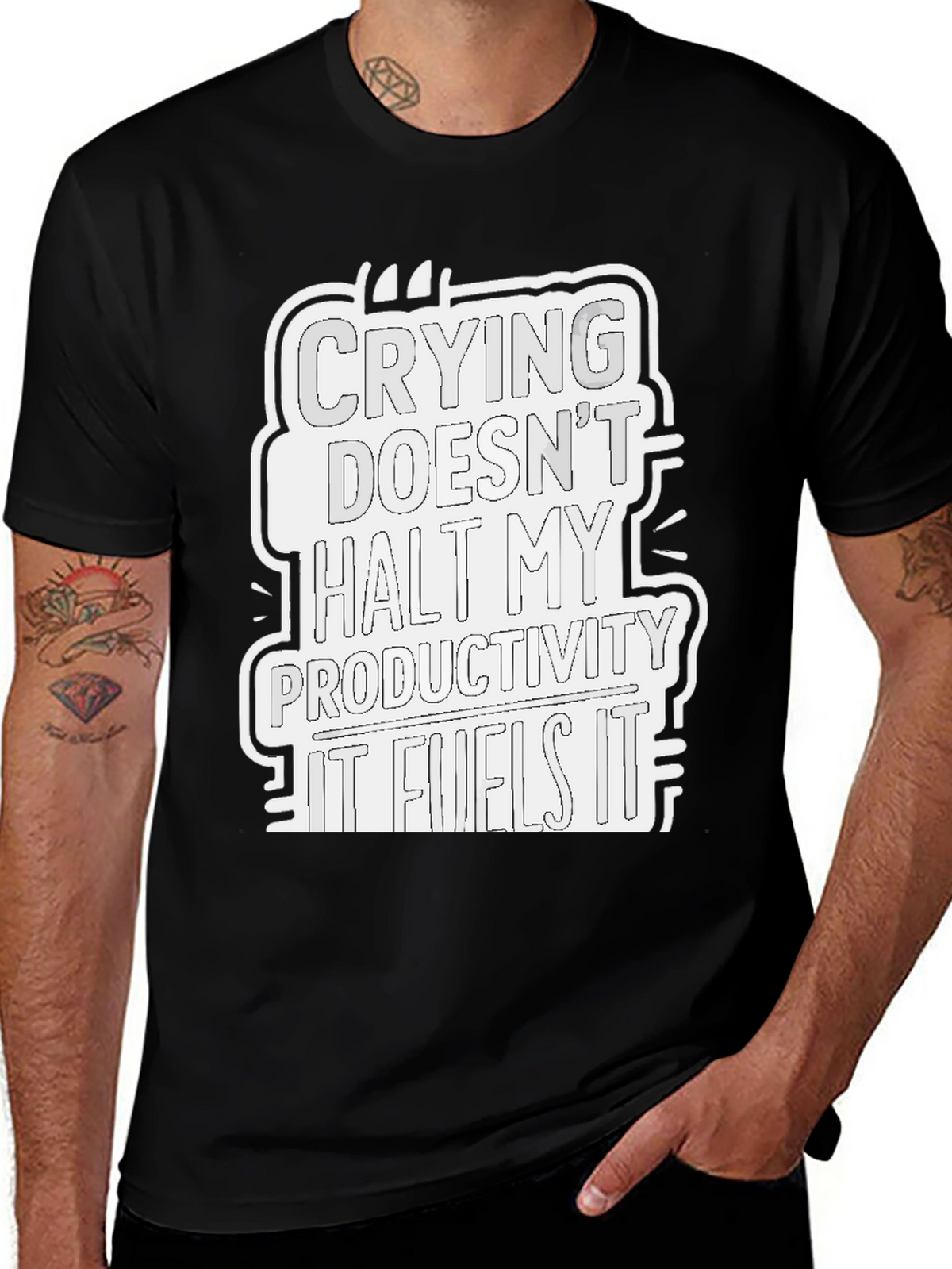 Crying Fuels Productivity Graphic Tee - Black