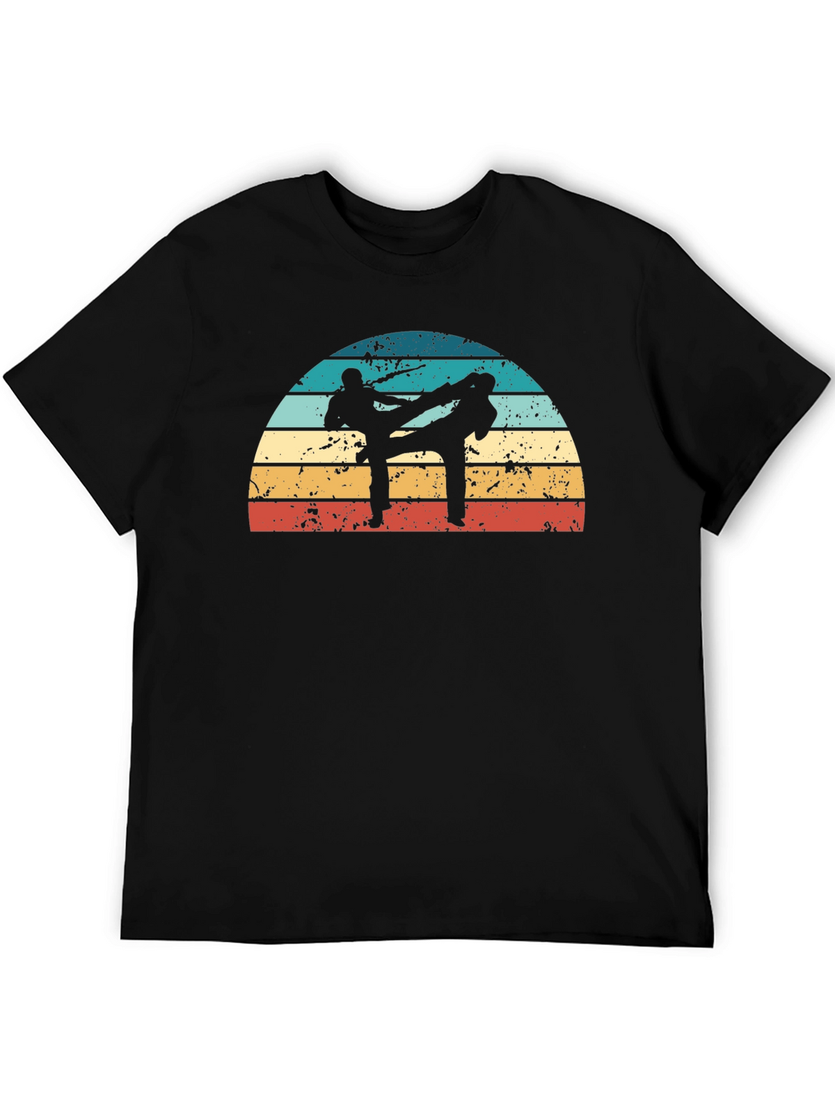 Retro Karate Silhouette Black T-Shirt