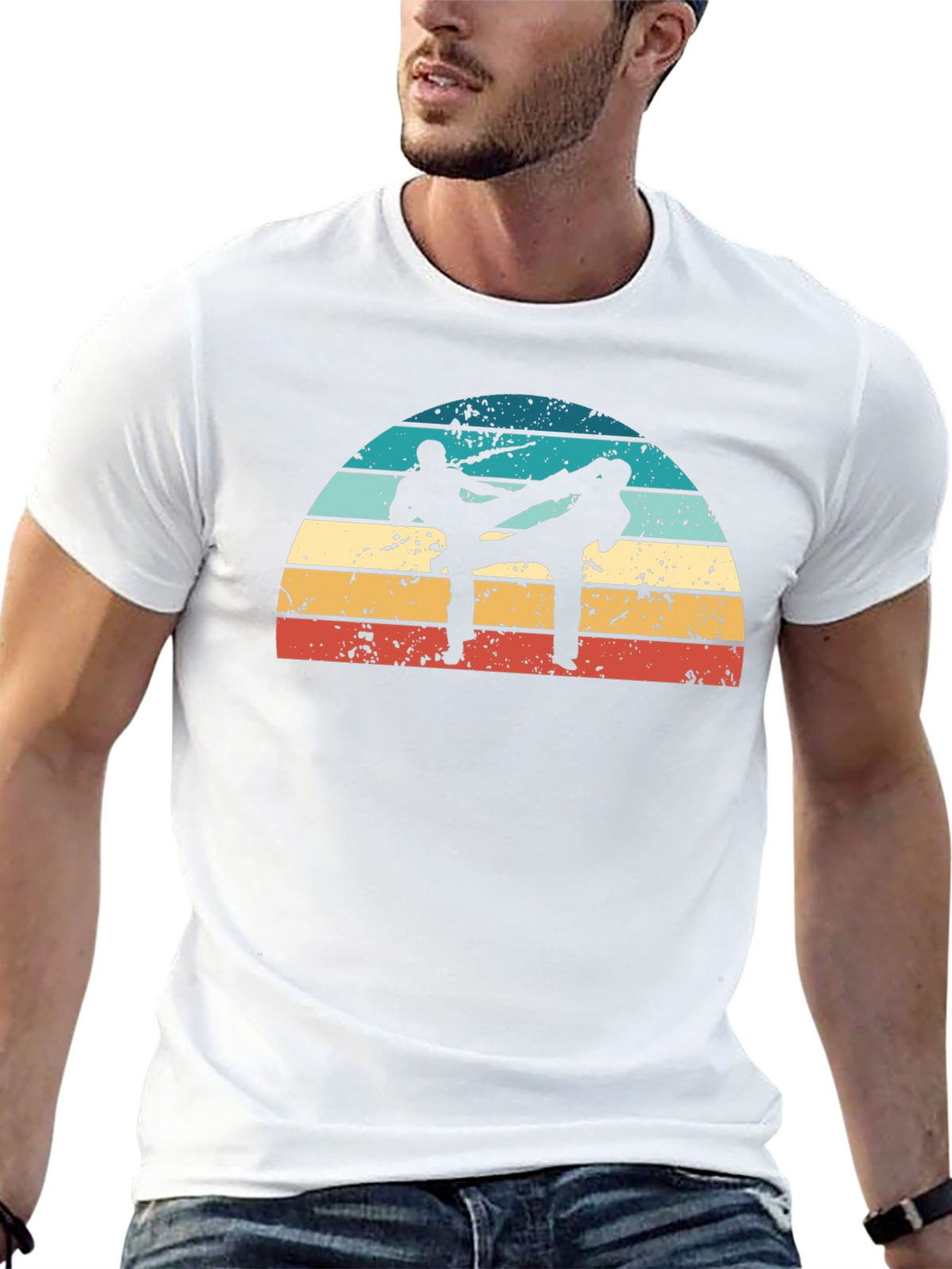 Retro Karate Silhouette Black T-Shirt