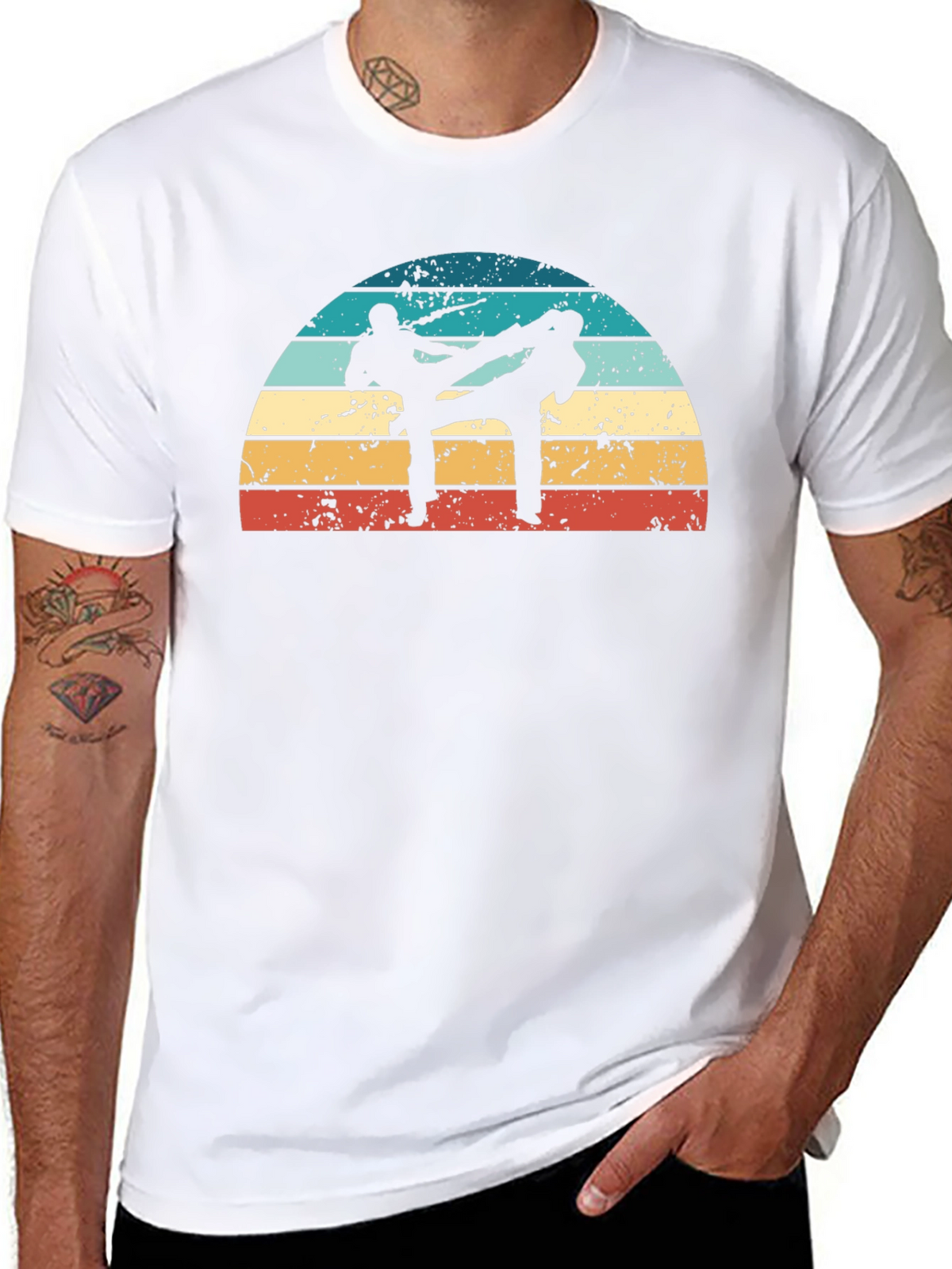Retro Karate Silhouette Black T-Shirt