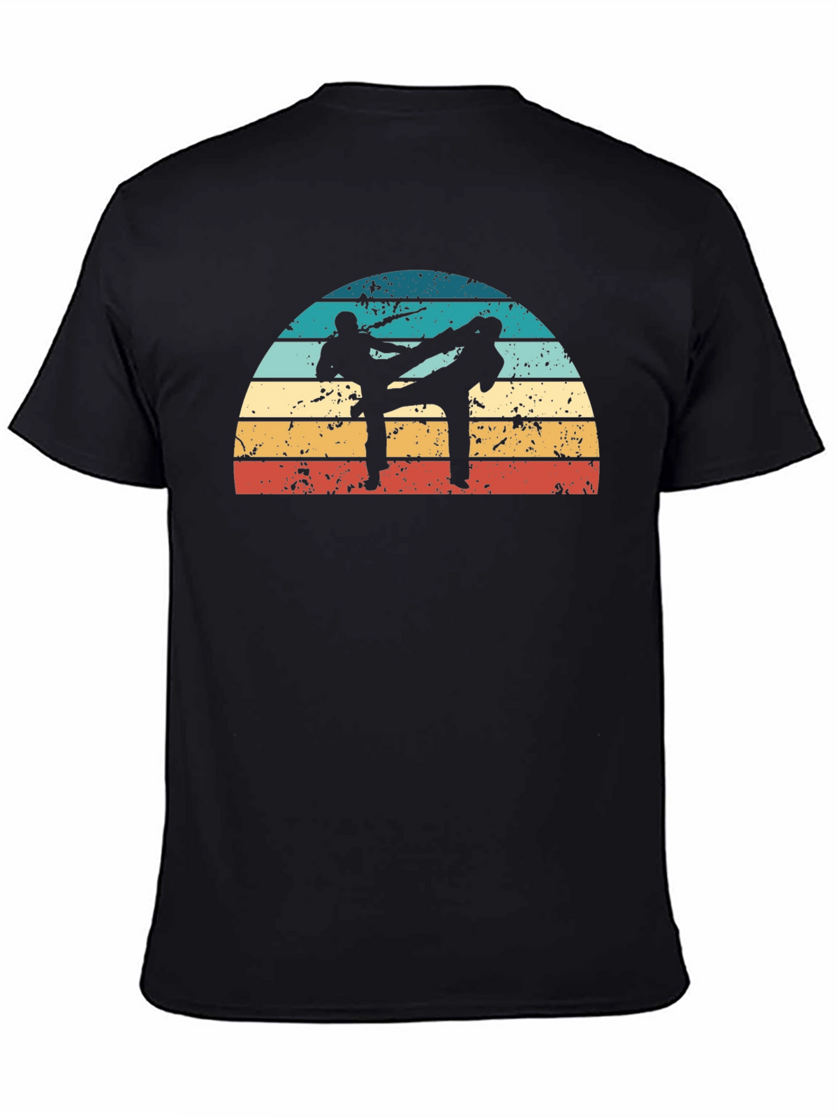 Retro Karate Silhouette Black T-Shirt
