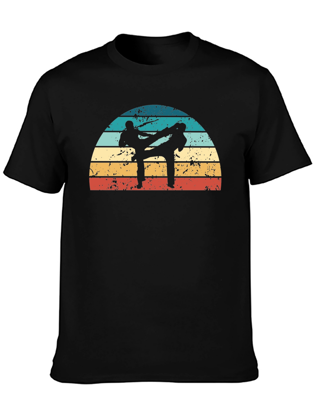 Retro Karate Silhouette Black T-Shirt