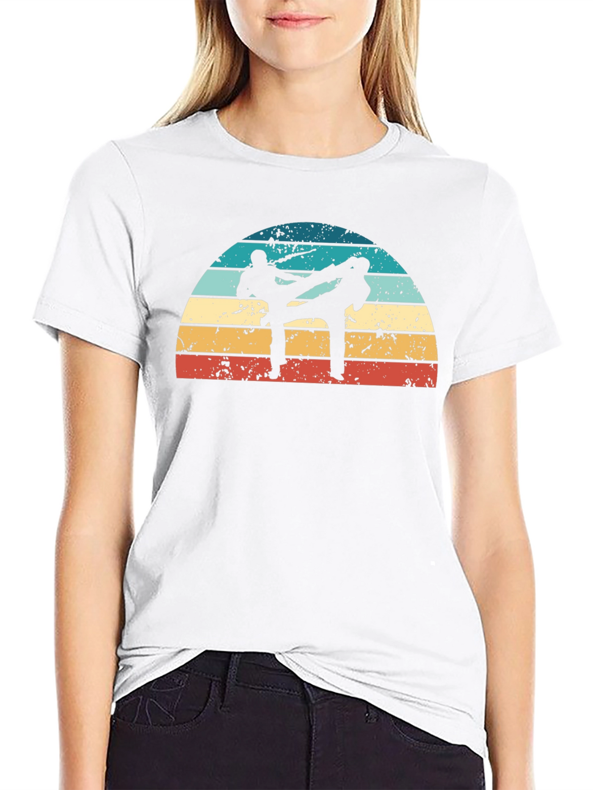 Retro Karate Silhouette Black T-Shirt
