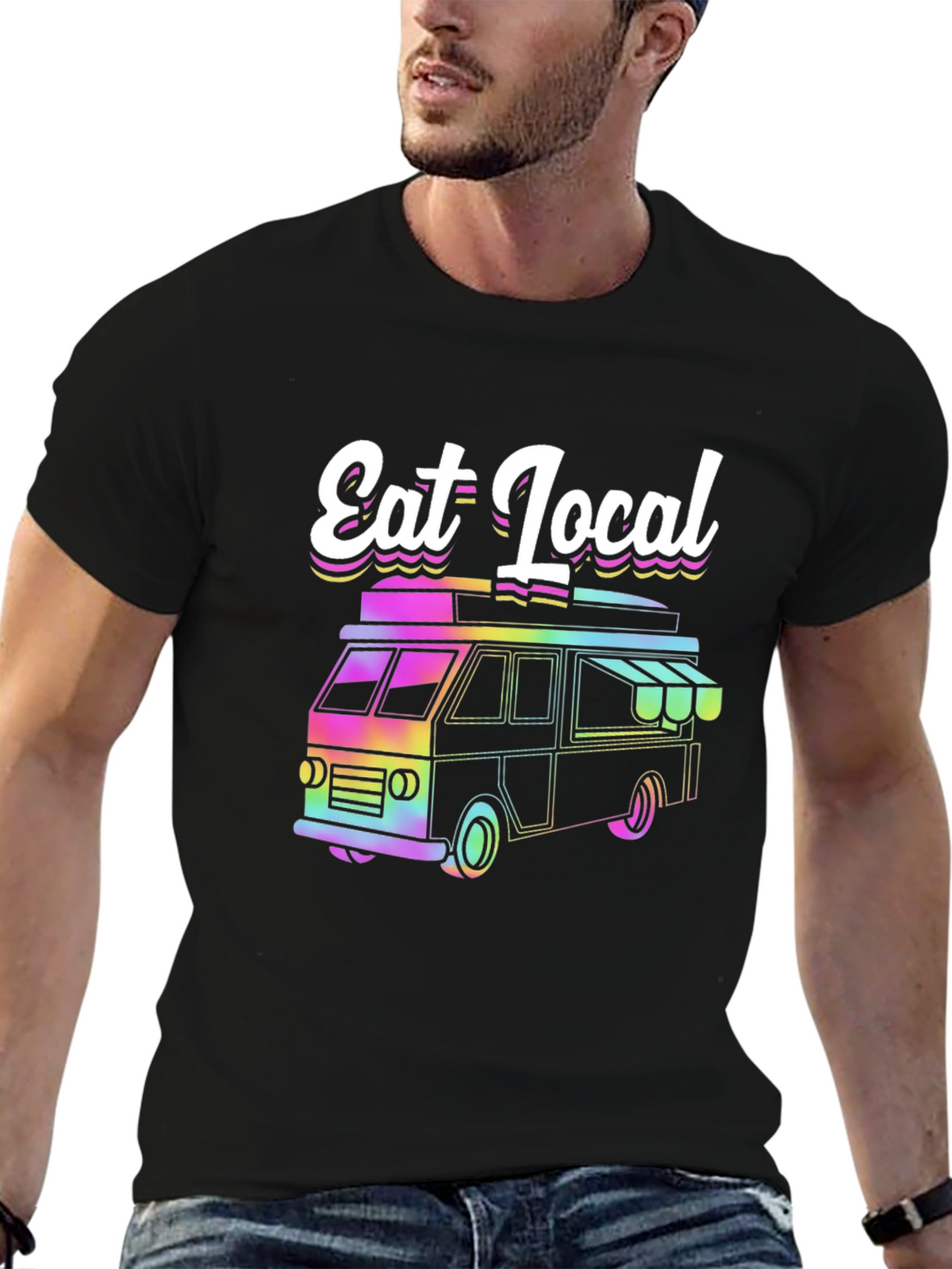 Eat Local T-Shirt Food Truck Tee Funky Design