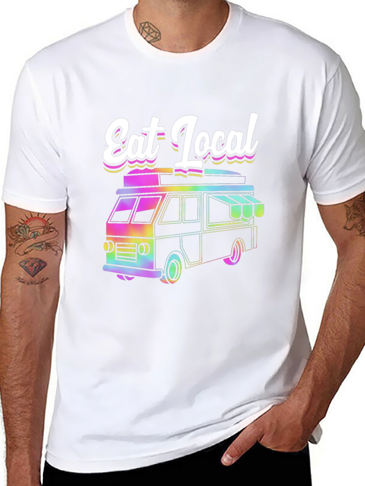 Eat Local T-Shirt Food Truck Tee Funky Design