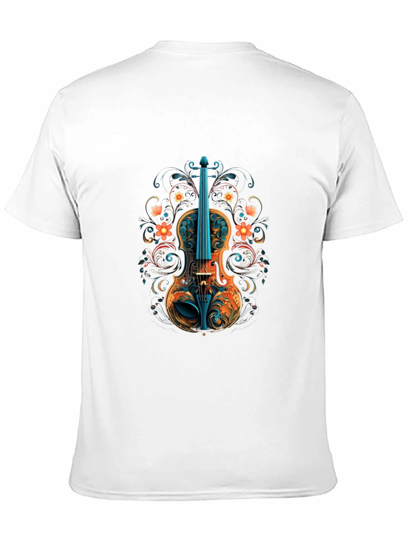 Floral Violin Graphic Black T-Shirt