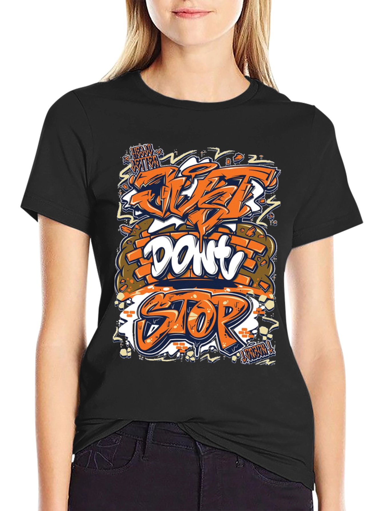 Just Dont Stop Graphic Tee - Black