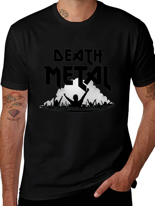 Death Metal Band Concert Graphic Tee - Black