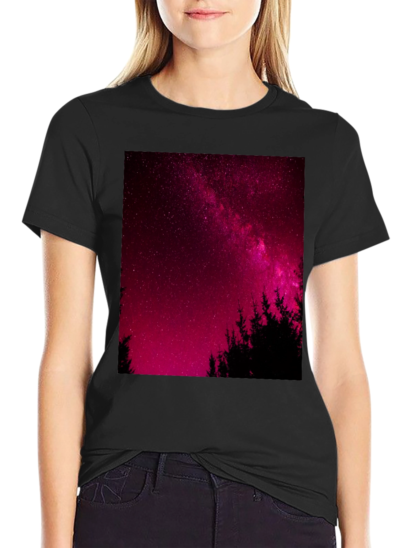 Galaxy Print Black T-Shirt
