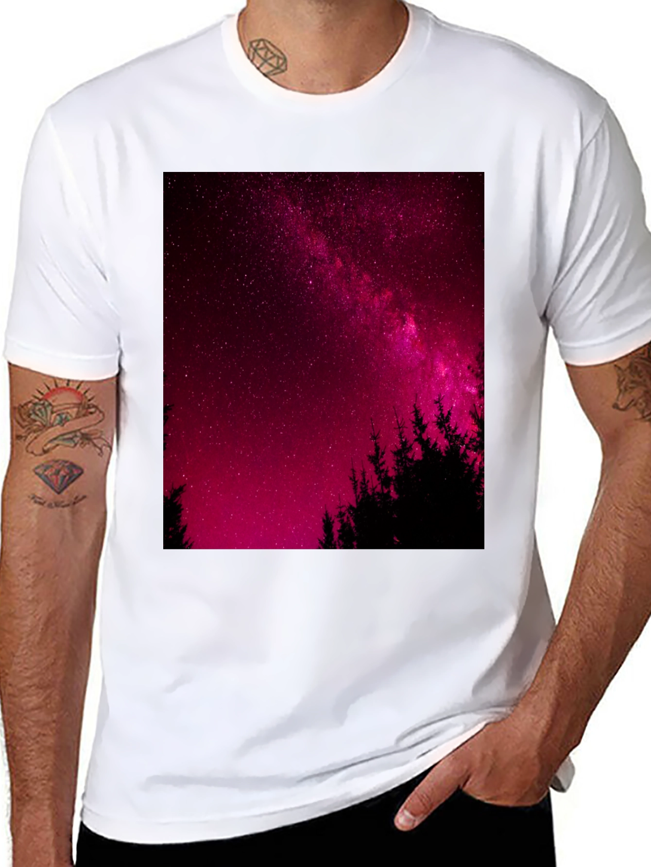 Galaxy Print Black T-Shirt