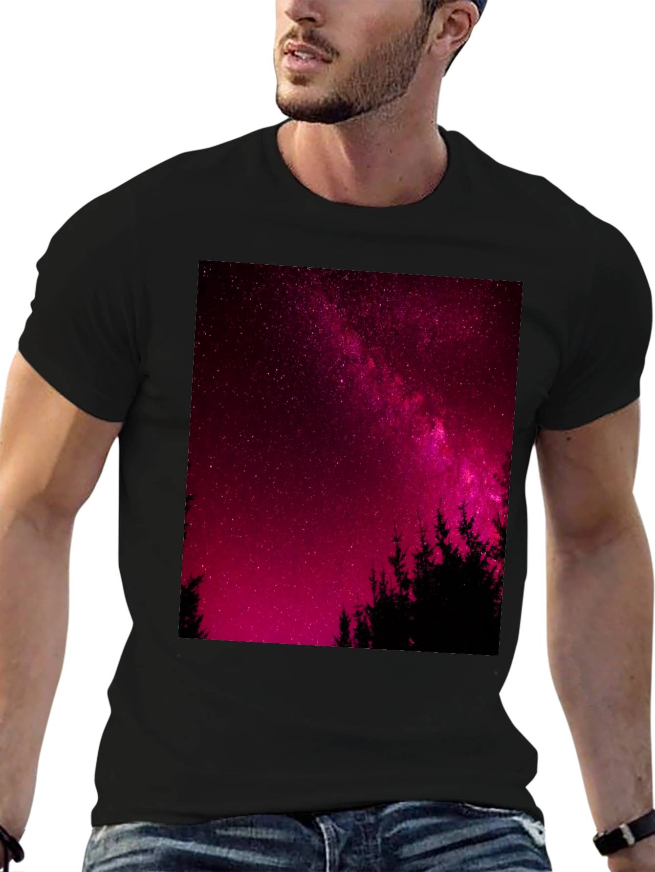 Galaxy Print Black T-Shirt