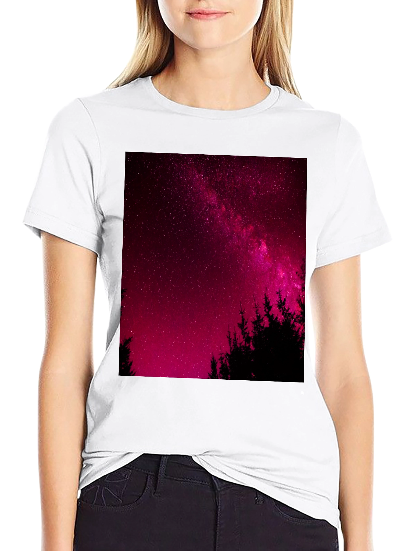 Galaxy Print Black T-Shirt