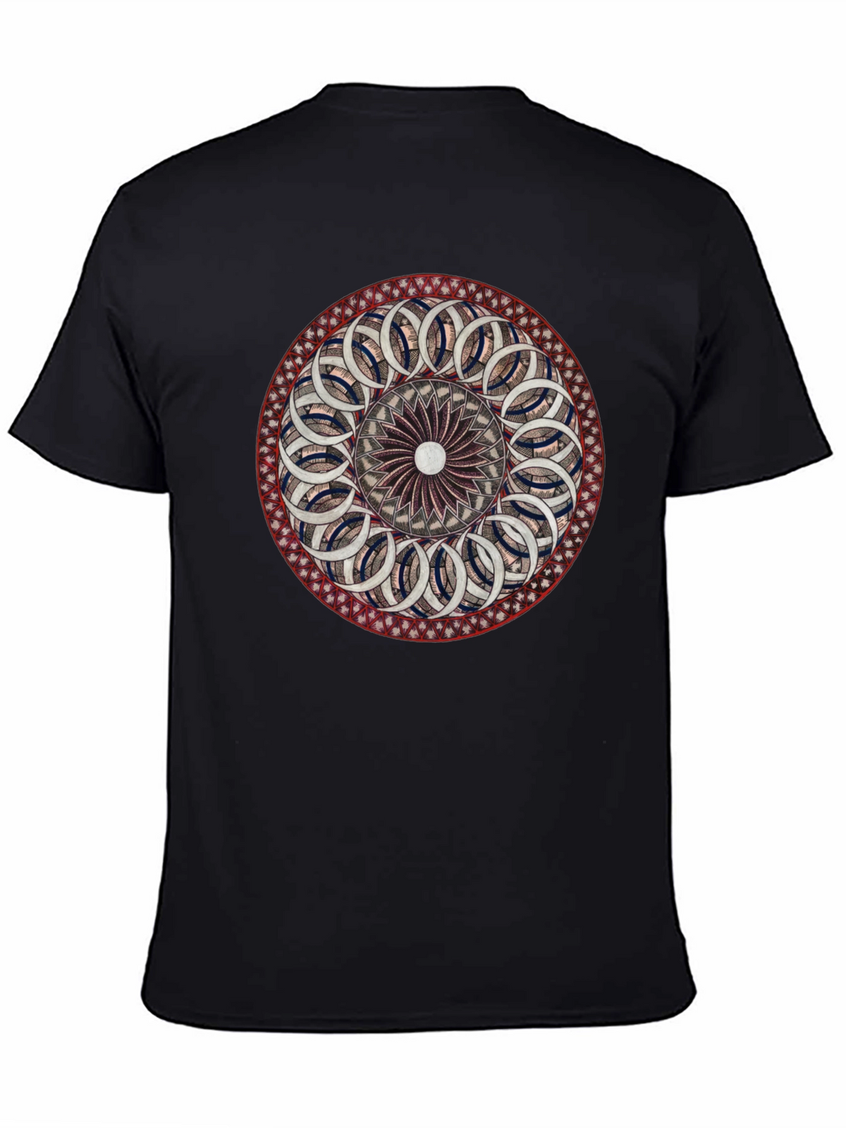 Geometric Mandala Graphic Black T-Shirt