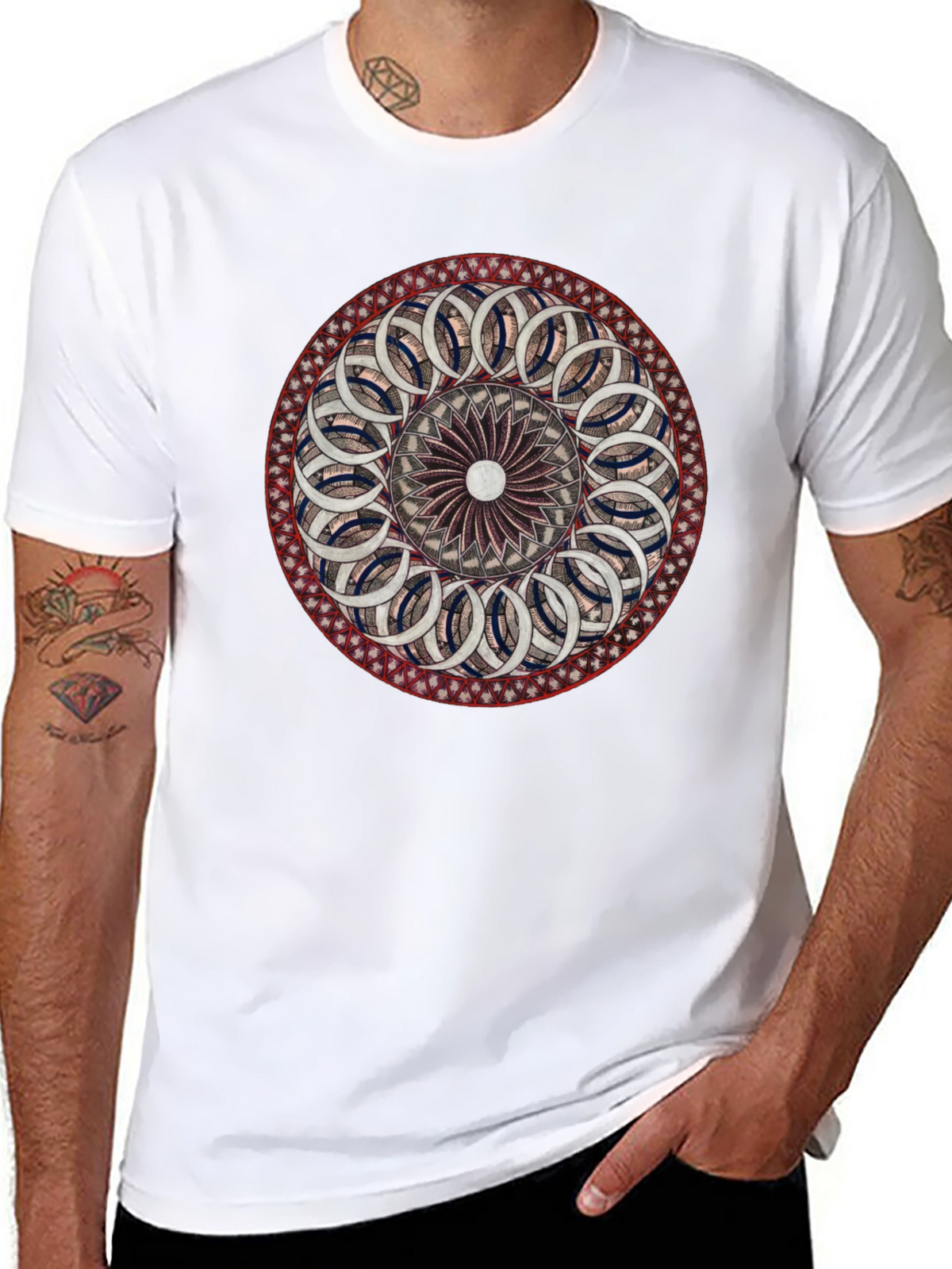 Geometric Mandala Graphic Black T-Shirt