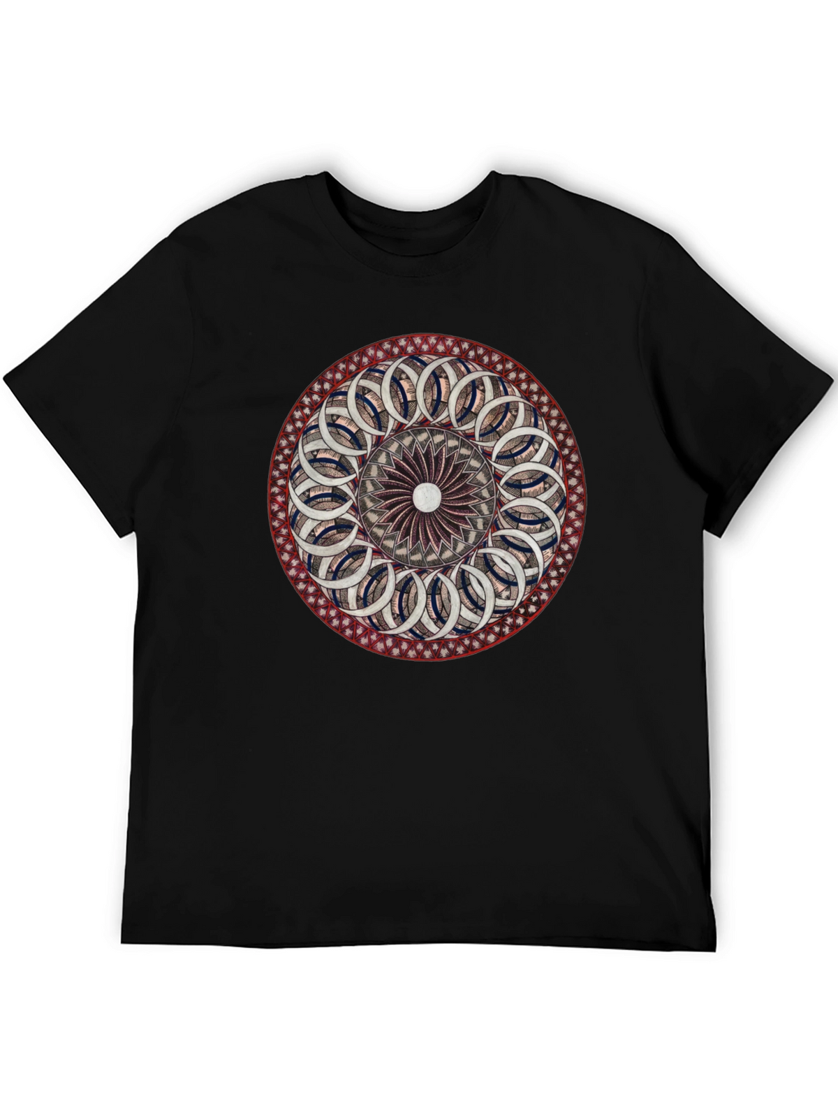Geometric Mandala Graphic Black T-Shirt
