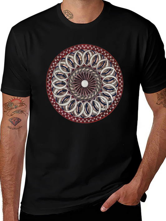 Geometric Mandala Graphic Black T-Shirt