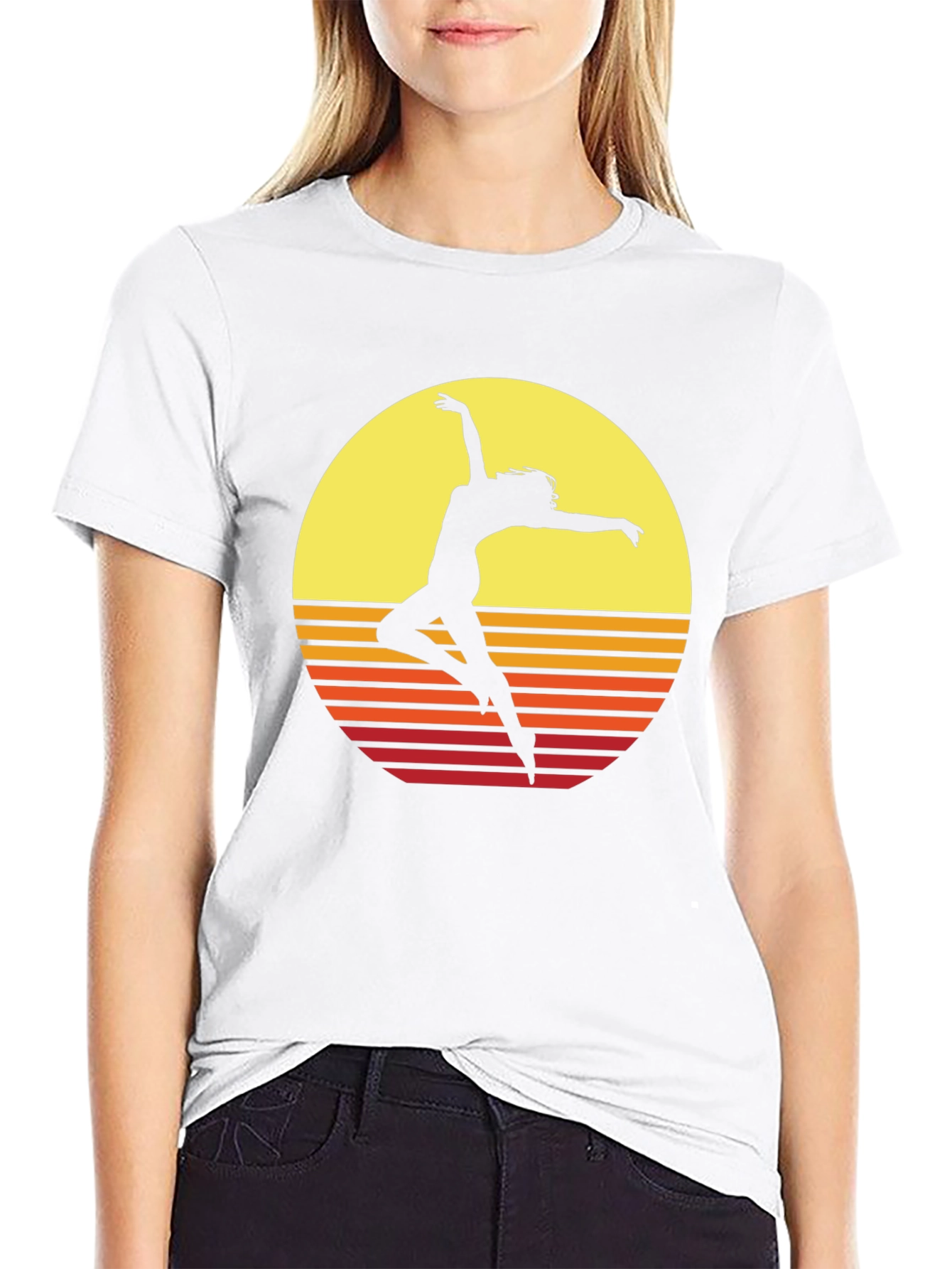 Retro Sunset Dancer Graphic T-Shirt