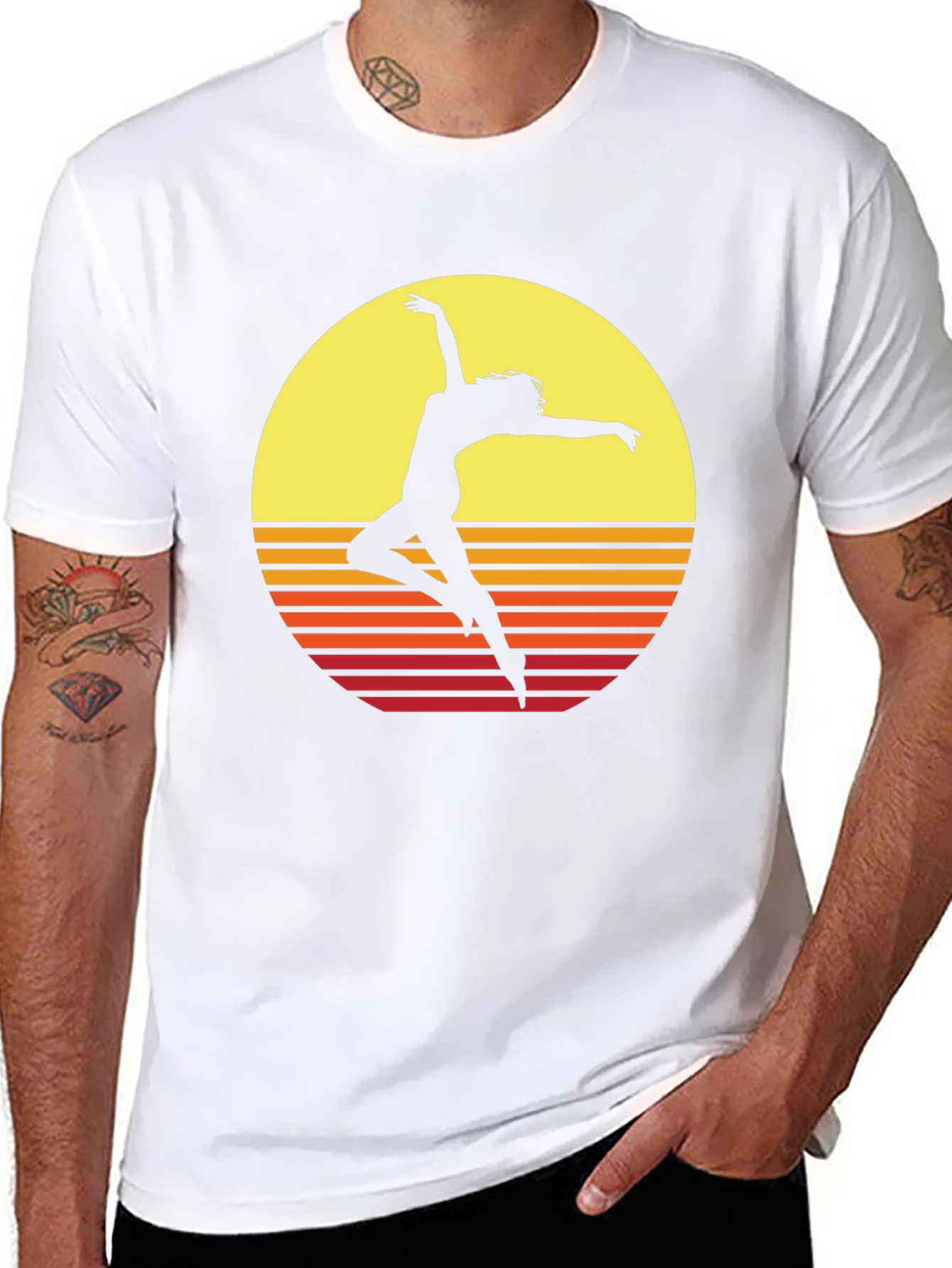 Retro Sunset Dancer Graphic T-Shirt