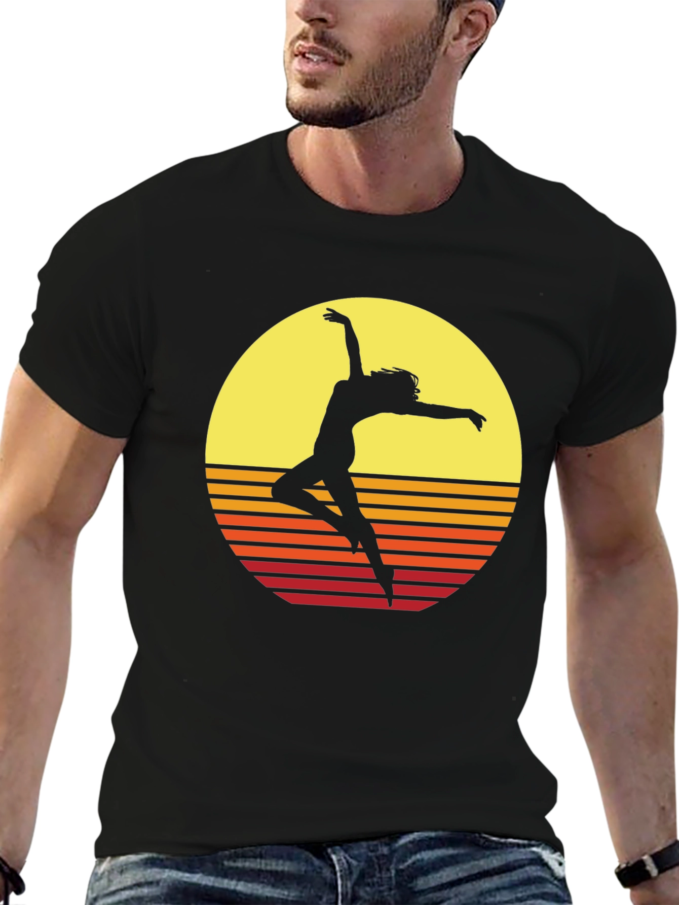 Retro Sunset Dancer Graphic T-Shirt