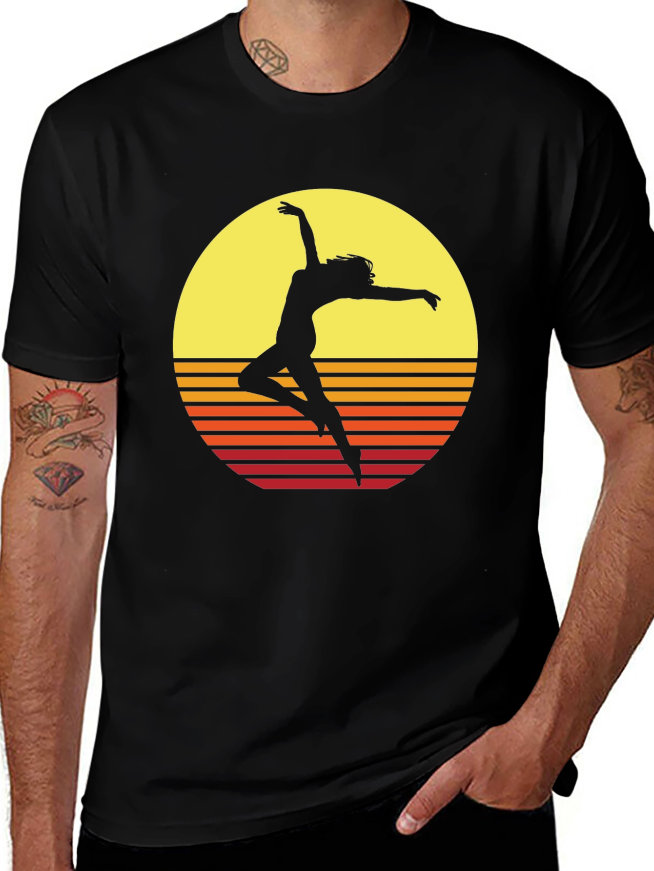 Retro Sunset Dancer Graphic T-Shirt