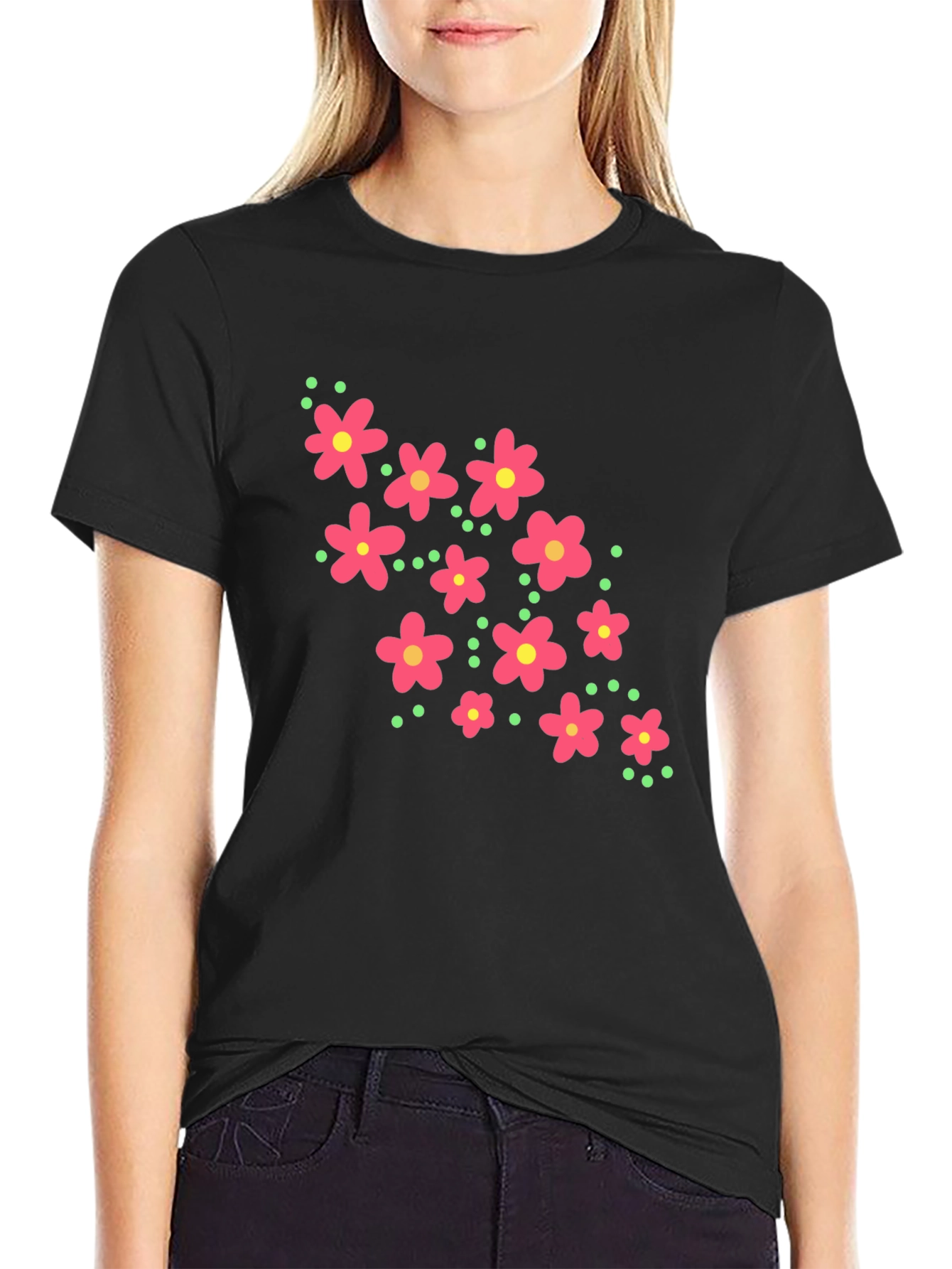 Floral Graphic Black T-Shirt