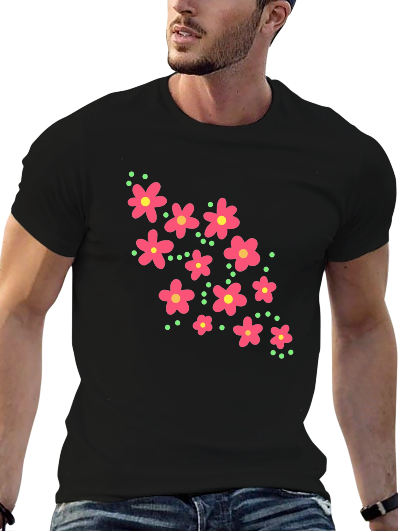 Floral Graphic Black T-Shirt