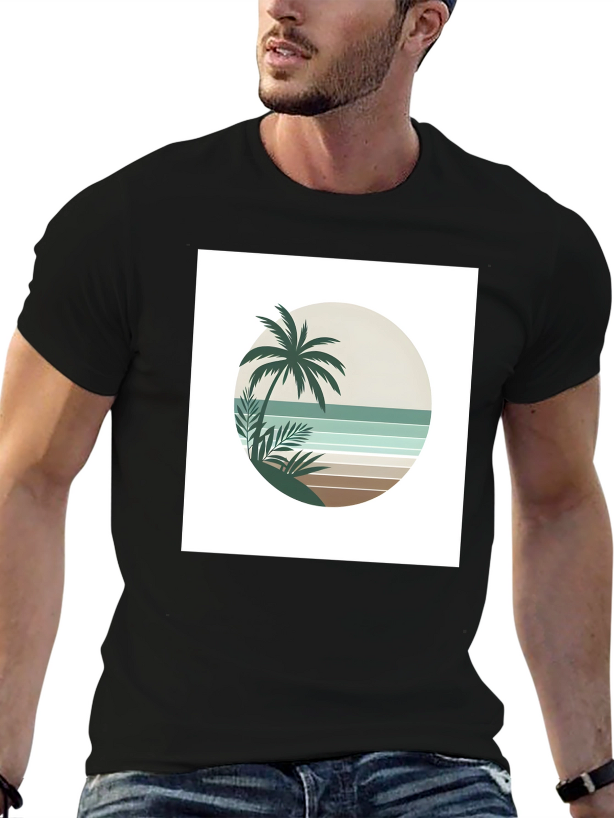 Retro Palm Tree Beach T-Shirt