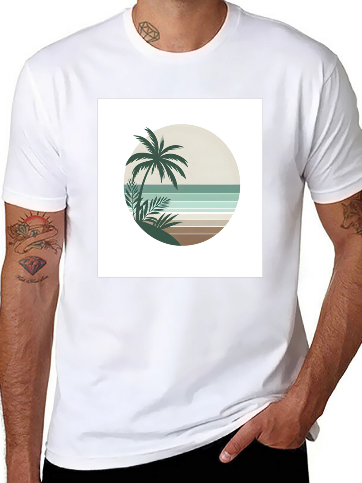Retro Palm Tree Beach T-Shirt