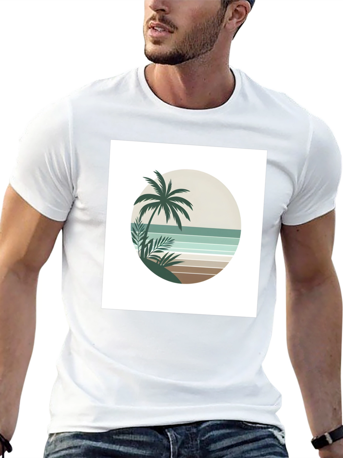 Retro Palm Tree Beach T-Shirt