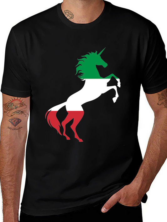 Unicorn Flag Graphic Tee - Stylish Mens Black T-Shirt