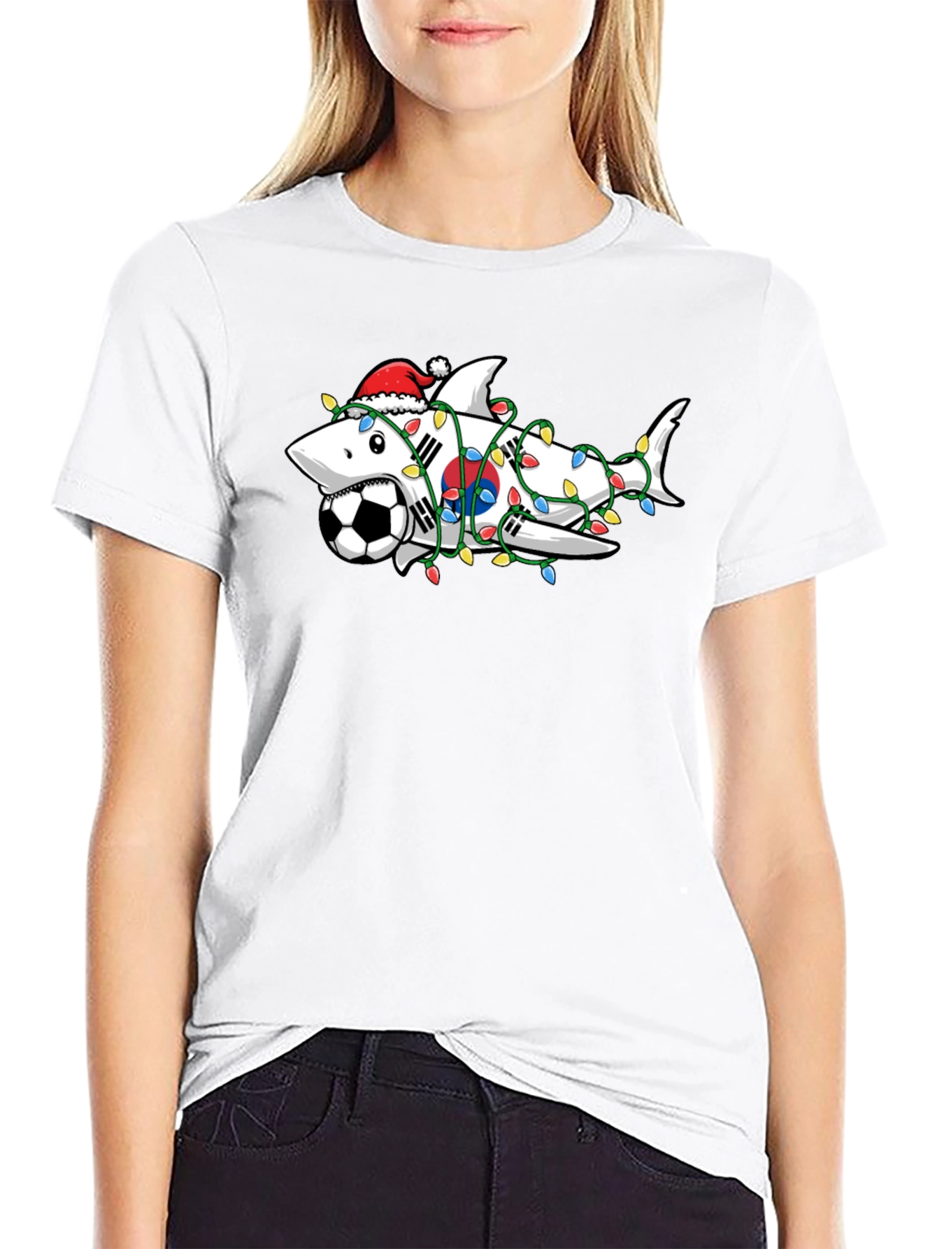 Festive Shark Soccer Tee