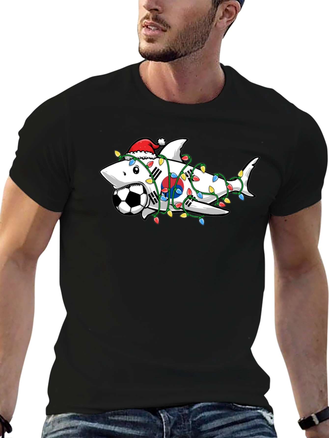 Festive Shark Soccer Tee