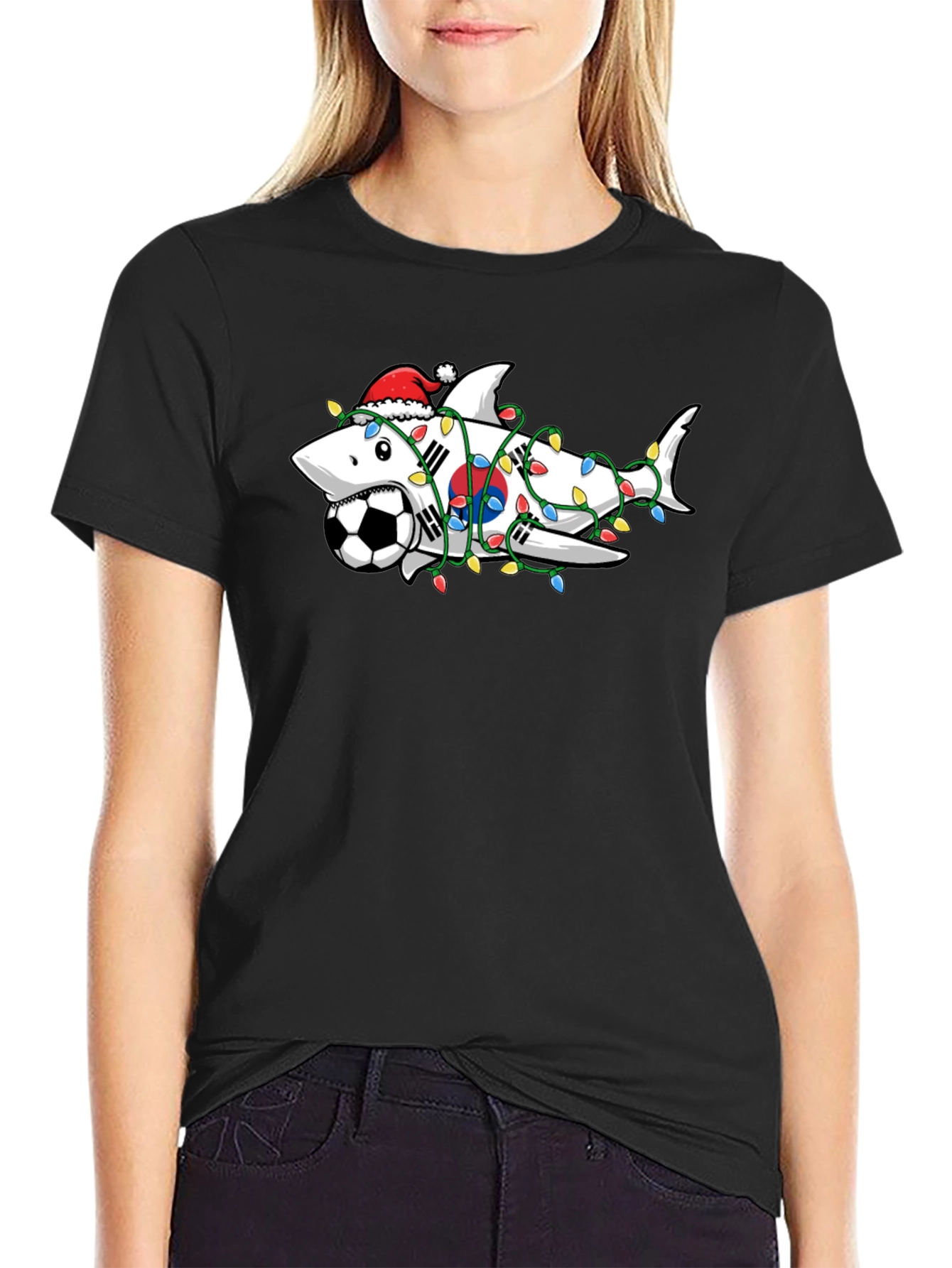 Festive Shark Soccer Tee