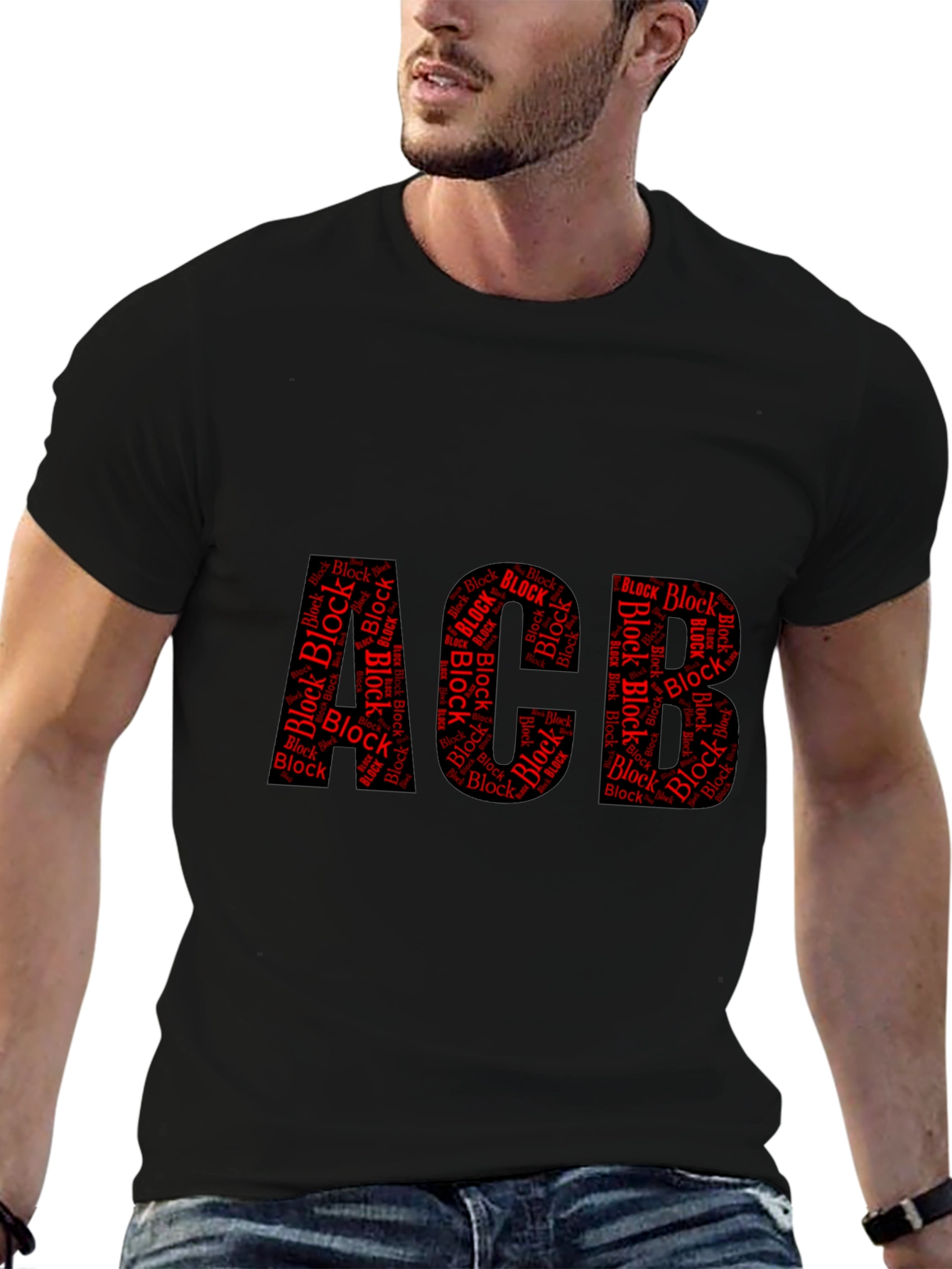 ACB Block Word Art Black T-Shirt