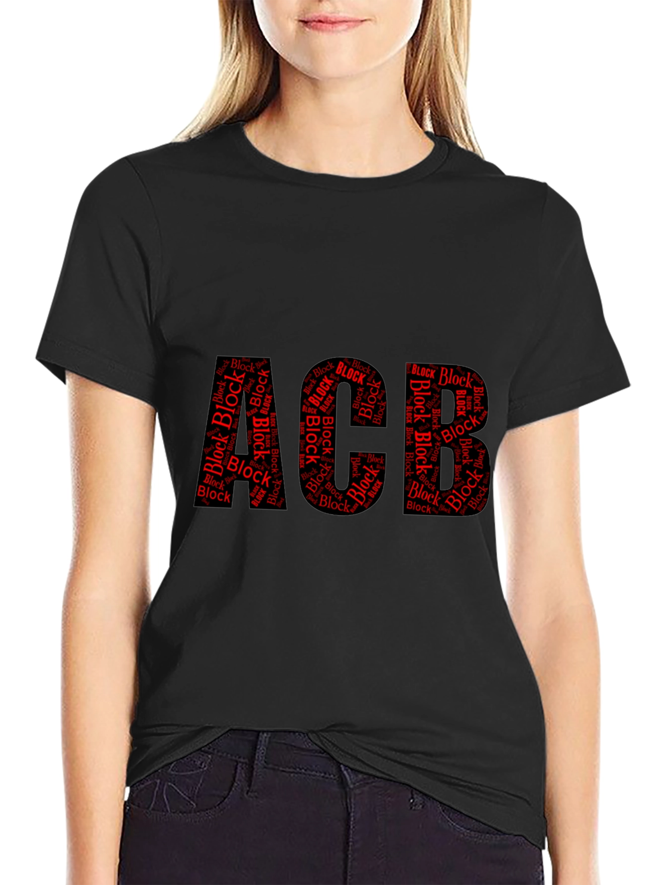 ACB Block Word Art Black T-Shirt
