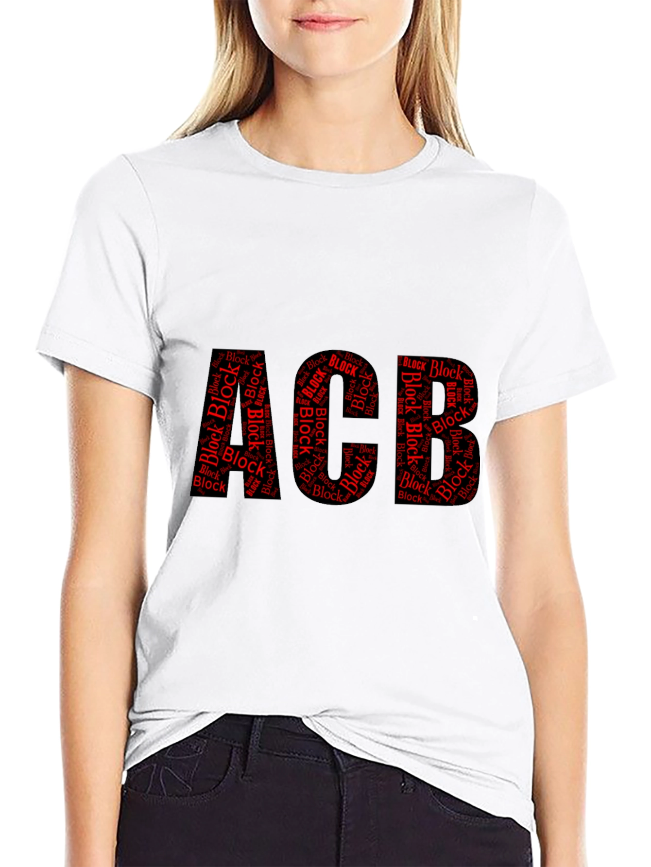 ACB Block Word Art Black T-Shirt