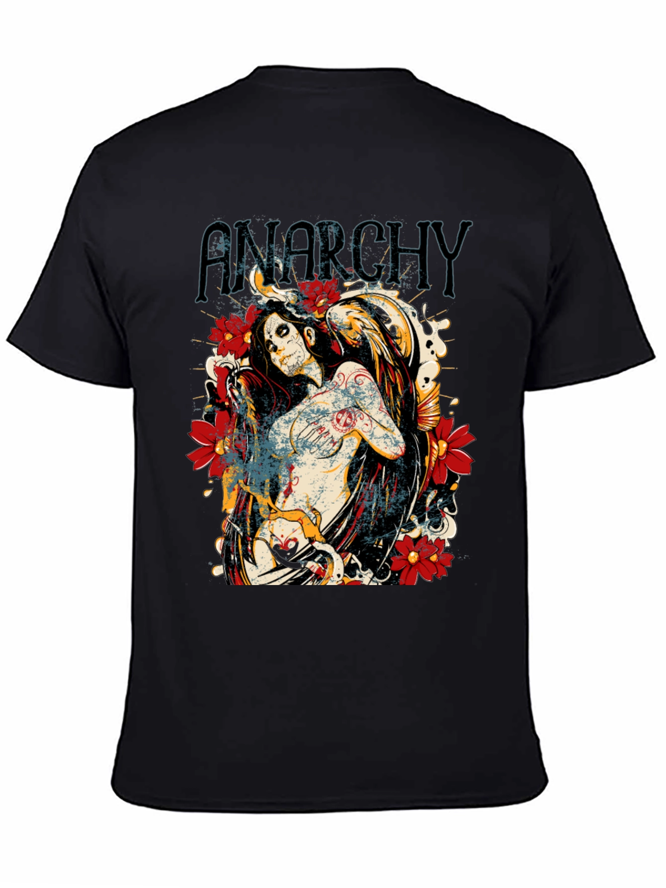 Anarchy Angel Graphic Black T-Shirt